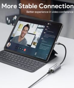 USB C to Ethernet Adapter, ABLEWE Type-C to RJ45 Gigabit Ethernet Adapter, Thunderbolt 3 to RJ45 LAN Network Adapter Compatible for MacBook Pro 2017 and More, MacBook Air, Dell XPS, iPad Pro (Grey) Grey 21 71Jo7uDwbdL