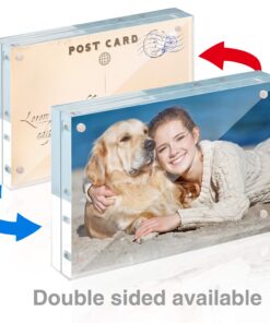 Alternative view of Picture Frames Acrylic, TWING 5 Pack 4x6 Acrylic Frame, Horizontal Magnet Double Sided 4x6 Picture Frame,12+12MM Thick Clear Frameless Desktop Display Self Standing Magnetic Acrylic Block Photo Frame 5Pack(24mm)