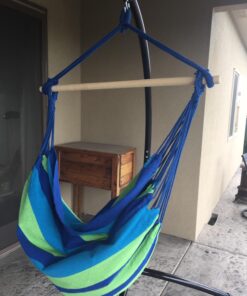 Hammock Sky Large Brazilian Hammock Chair Cotton Weave - Extra Long Bed - Hanging Chair for Yard, Bedroom, Porch, Indoor/Outdoor (Blue & Green) Blue & Green (Not Include Hanging Kit) 43 71JoYzTx0ML 2