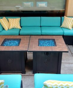 Ohana 7-Piece Outdoor Patio Furniture Sectional Conversation Set, Black Wicker with Turquoise Cushions - No Assembly with Free Patio Cover 19 71Jpwh5FsLL