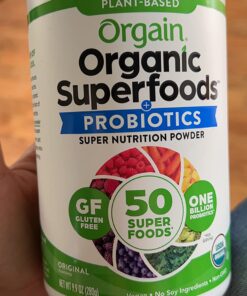 Orgain Organic Greens Powder + 50 Superfoods, Original - 1 Billion Probiotics for Gut Health, Antioxidants, Vegan, Plant Based, Gluten Free, Non GMO, Dairy Free Juice & Smoothie Mix - 0.62lb 20 Servings (Pack of 1) 33 71Jr22LACCL 1