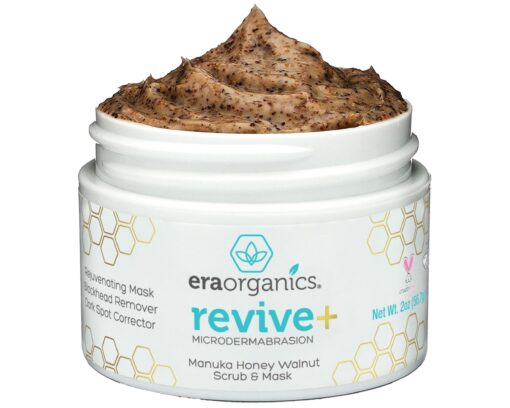 Era Organics Microdermabrasion Facial Scrub & Face Exfoliator - Spa Quality Exfoliating Mask with Manuka Honey Walnut Moisturizing Exfoliant for Dry Skin, Blackheads Wrinkles (2 oz) 2 Ounce (Pack of 1)