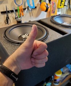 QPower QBOMB12V Dual 12 Inch Subwoofer Box with Bedliner Spray for Speakers, High-Performance Vented Subwoofer, Durable Sub Box, Black 44 71JsXaOT41L