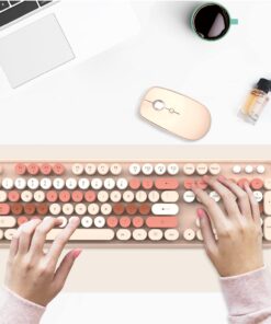 SADES V2020 Keyboard and Mouse Combo, Colorful Wireless Keyboard with Round Keycaps,2.4GHz Dropout-Free Connection,Long Battery Life,Cute Wireless Mouse for PC/Laptop/Computer (MilkTea Color) MilkTea color 27 71JtuHd7xpL