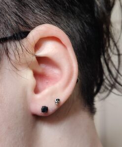 Rhodium Plated Sterling Silver Womans Tiny Skull Stud Earrings Rhodium Plated 30 71JuIyg9L7L