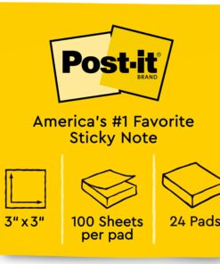 Post-it Notes, 3x3 in, 24 Pads, Canary Yellow, Clean Removal, Recyclable 14 71JuOpADLSL