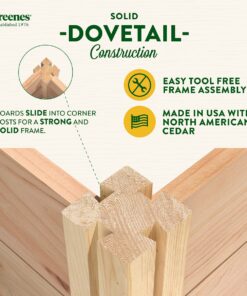 Greenes Fence Premium Cedar Raised Garden Bed, 8' x 8' x 16.5" U-Shaped Bed - Made in USA with North American Cedar 8' x 8' x 16.5" WithOUT CritterGuard Fencing 18 71Jx0YWAKqL