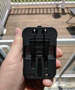 Travel Adapter, JOOMFEEN Worldwide All in One Universal Power Wall Charger AC Power Plug Adapter with Dual USB Charging Ports for USA EU UK AUS Cell Phone Laptop (Black) Black 56 71JxR 1ucJL