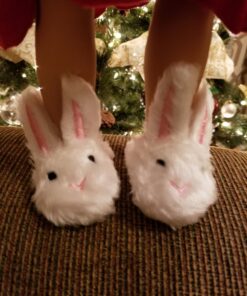 Sophia's Doll Bunny Slipper Shoes with Fluffy Rabbit Ears and Stitched Nose Accessory for 18" Dolls, White Furry Bunny 38 71JyHDU93FL