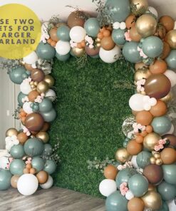 Sweet Baby Co. Neutral Sage Green Balloon Garland Kit Woodland Arch with Light Sage, Cocoa, Brown, Gold, White Balloons for Baby Shower Decorations, Hunter Jungle Theme Party Supplies, Safari Decor 37 71JyI1idpzS