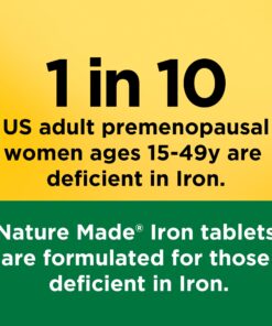 Nature Made Iron 65 mg (325 mg Ferrous Sulfate) Tablets, Dietary Supplement for Red Blood Cell Support, 180 Tablets, 180 Day Supply Unflavored 180 Count (Pack of 1) 21 71JyVZWyPkL