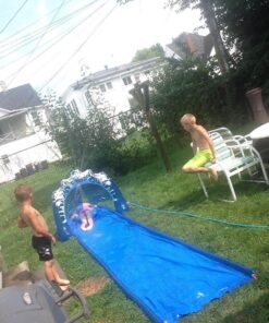 Jilong Outdoor Inflatable 16 Foot Slip and Slide Icebreaker Water Slide with Racing Raft and Water Sprayer for Ages 4 and Up, Blue 22 71JylW4ZthL