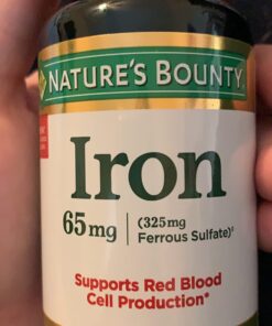 Nature's Bounty Iron 65mg, 325 mg Ferrous Sulfate, Cellular Energy Support, Promotes Normal Red Blood Cell Production, 100 Tablets 31 71K FH2H9xL