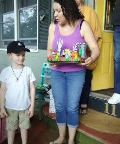 Nightmare Before Christmas 17 Piece Birthday Cake Topper Set Featuring 2" to 3" Cake Topper Figures of Lock, Shock, Zero, Jack Skellington, Sally, Barrel and Other Decorative Themed Accessories 28 71K hYHA5xL