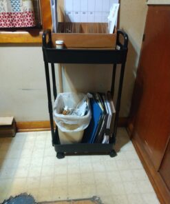 Vtopmart 3 Tier Rolling Cart with Wheels, Detachable Utility Storage Cart with Handle and Lockable Casters, Storage Basket Organizer Shelves, Easy Assemble for Bathroom, Kitchen, Black 26 71K uzoVMFL