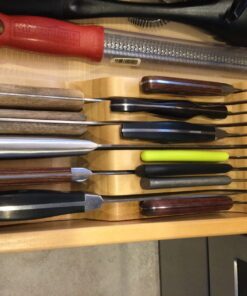 Bambüsi In-Drawer Knife Block - Bamboo Knife Drawer Organizer for Kitchen | Fits 5 Long + 6 Short Knives | Store Knives with Blades Pointing Down - Wooden Steak knife Holder without Knives Natural 37 71K0IsEURqL