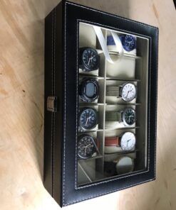 READAEER 12 Slot PU Leather Watch Box Display Case Jewelry Organizer with Glass Top 39 71K2E8H7qvL