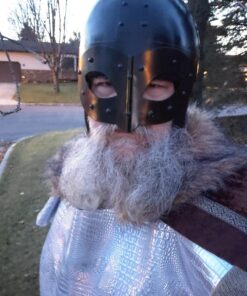 SA International Black Antique Plated Medieval Viking Mask Helmet with Liner & Strap 32 71K3ijmqGbL 1