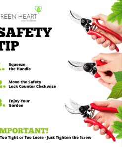 Carbon Steel Bypass Garden Shears - Ultra Sharp Blades with Safety Lock & Comfort Grip - Hand Trimmer with Sap Groove Easily Cuts Through Branches & Stems for Indoor & Outdoor Use 39 71K3nAOp5lL
