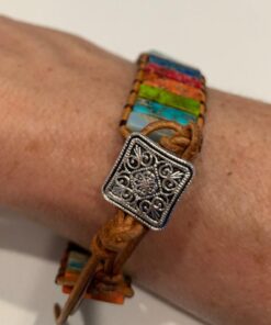 Plumiss 7 Chakra Bracelets for Women Boho Handmade Natural Jasper Stone Healing Energy Bead Leather Wrap Bracelet Jewelry Collection Chakra Jasper 38 71K4tGPlffL