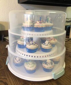 Sweet Creations 3 Tier, Collapsible Cupcake and Cakepop Display Carrier with Handel, White 46 71K5ClwfqLL