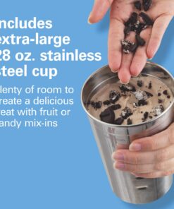 Hamilton Beach 727B DrinkMaster Electric Drink Mixer, Restaurant-Quality Retro Milkshake Maker & Milk Frother, 2 Speeds, Extra-Large 28 oz. Stainless Steel Cup, White 14 71K5MfJK4L