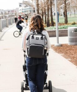 Hafmall Diaper Bag Backpack, Multifunctional Baby Diaper Bag with Stroller Hooks, Stylish Baby Bag for Mom Dad, Gray Black Black Gray 51 71K5XM7ldRL