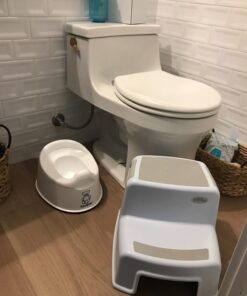 Dual Height 2 Step Stool for Kids | Slip Resistant Soft Grip Toddler's Stool for Potty Training and Use in The Bathroom or Kitchen | BPA Free for Comfort and Safety (1 Pack, Grey) 1 Count (Pack of 1) Gray 35 71K7AG3j1bL