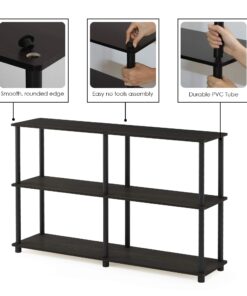 Furinno Turn-N-Tube 3-Tier Double Size Storage Display Rack, Espresso/Black, Plastic Pole 2 x 2 22 71K9DQvh7FL