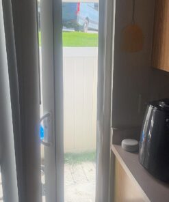 Ideal Pet Products Aluminum Pet Patio Door, Adjustable Height 77-5/8" to 80-3/8", 7" x 11-1/4" Flap Size, White 13 71K9I4xmhNL