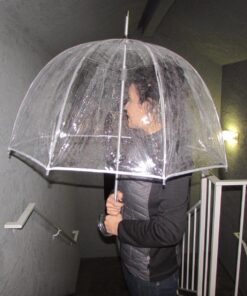 Totes Signature Clear Bubble, Rain & Windproof Umbrella - Perfect for Weddings, Travel and Outdoor Events - Curved Handle with Deluxe Finish, in Transparent or Colorful Design Options 40 71K9NIyWy1L 3