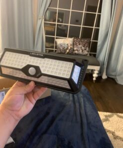 LECLSTAR Solar Outdoor Lights - 4000Lm 268 LED Security Lights with 4 Wide Angle, Motion Sensor Lights for Outside, IP65 Waterproof Solar Powered Wireless Flood Wall Lights with 3 Modes Black 57 71KBTsfylcL