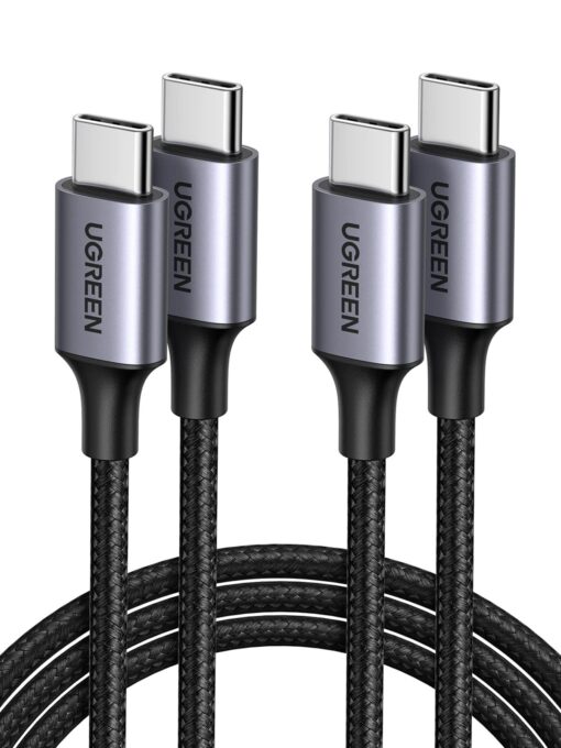 UGREEN USB C Charger Cable, 60W 2-Pack USB C Cable Nylon Braided for iPhone 15, Samsung Galaxy S23, Google Pixel 7, MacBook Air/Pro, Dell XPS, iPad Pro/Mini/Air, Switch, Steam Deck 3.3FT