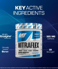 GAT SPORT Nitraflex Advanced Pre-Workout Powder, Increases Blood Flow, Boosts Strength and Energy, Improves Exercise Performance, Creatine-Free (Watermelon, 30 Servings) Watermelon 30 Servings (Pack of 1) Standard Packaging 19 71KD7eGJUSL