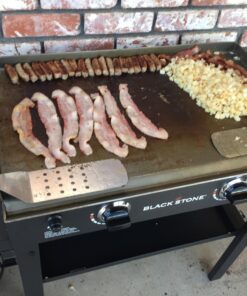 Grill, Dump Truck, Stainless Steel, Riveted Smooth Wooden Handle, Commercial Grade, a Perforated Solid Spatula, 2-piece Set 9 71KEvl4iq0L