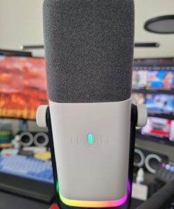 FIFINE Gaming XLR/USB Microphone Kit, Streaming Dynamic Mic Set for PC, Computer Mic for Vocal Podcast Recording Voiceover, with Headphones Jack, Gain Knob, Arm Stand-AmpliGame AM8T White 48 71KIA4 wjQL 1