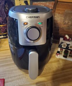 CHEFMAN Small, Compact Air Fryer Healthy Cooking, 2 Qt, Nonstick, User Friendly and Adjustable Temperature Control w/ 60 Minute Timer & Auto Shutoff, Dishwasher Safe Basket, BPA - Free, Black 2 Quart 46 71KIZZXYTFL