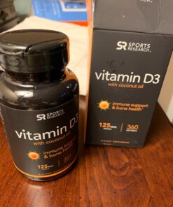 Sports Research Vitamin D3 2000 IU with Coconut MCT Oil - High Potency Vitamin D Supplement for Immune & Bone Support - Non-GMO Verified, Gluten & Soy Free – 50mcg, 360 Liquid Softgels D3 (2,000 IU) 37 71KK7Rzh1LL