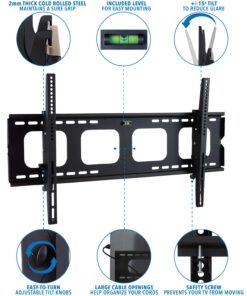 Mount-It! Tilt TV Wall Mount Bracket for 40-70 inch LCD, LED, or Plasma Flat Screen TV - Super-Strength Load Capacity 220 lbs - 15 Degree Tilt Up & Down, Max VESA 850x450 Free 6 ft HDMI Cable 25 71KLOvTHSfL 1
