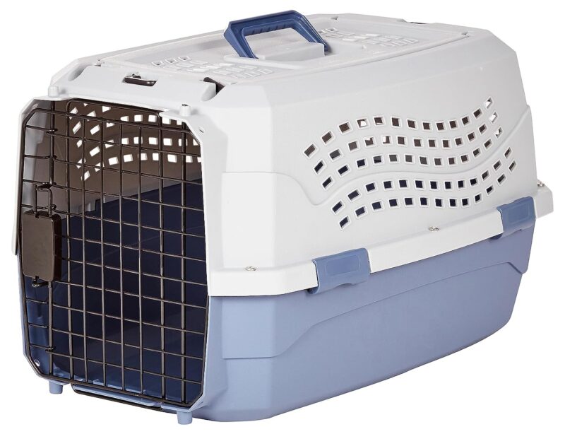 Catalog 5 Amazon Basics - 2-Door Top-Load Hard-Sided Dogs, Cats Pet Travel Carrier, Gray & Blue, 22.8"L x 15.0"W x 13.0"H Two-Door Top-Load