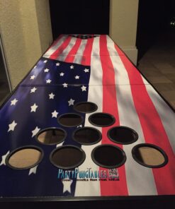 8-Foot Beer Pong Table w/Optional Cup Holes & LED Color-Changing Glow Lights - 11 Table Designs Available America 19 71KLnXb PNL