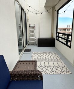 Suncast 99 Gallon Resin Wicker Patio Outdoor Storage Container for Toys, Furniture Deck box, Mocha 60 71KMESWqaEL