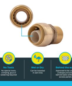 SharkBite 3/4 Inch MNPT Adapter, Push To Connect Brass Plumbing Fitting, PEX Pipe, Copper, CPVC, PE-RT, HDPE, U134LFA 3/4 in. 13 71KMlXn7aNL