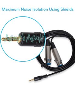XLR Y Adapter Cable Splitter - 6 Ft 12 Gauge 3.5mm Male to Dual Female XLR Jacks w/ Metal Connectors to Connect iPhone, iPod or MP3 Player to Mixing Console or Powered Speakers Set - Pyle PCBL38FT6 13 71KMwgS3CkL