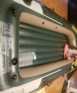 INTEX Seahawk Inflatable Boat Series: Includes Deluxe Aluminum Oars and High-Output Pump – SuperStrong PVC – Fishing Rod Holders – Heavy Duty Grab Handles – Gear Pouch Seahawk 4 Boat Set 38 71KPzWhNCL