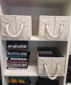 StorageWorks Storage Baskets for Organizing Shelves , Foldable Fabric Storage Bins with Handles, Beige, White & Ivory, 3-Pack, 11 ½" L x 8 ¾" W x 6 ½" H 35 71KRdE7OnzL