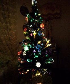 HOLIDAY PEAK 3’ Musical Spinning Fiber Optic Christmas Tree, Pre-Lit and Fully Decorated Revolving Tree 18 71KRvsPzVaL