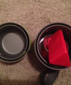 G4Free 2/4/13 PCS Camping Cookware Mess Kit Hiking Backpacking Picnic Cooking Bowl Non Stick Pot Knife Spoon Set Green 4 Pcs 38 71KS4SwUeaL