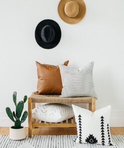 Alternative view of Woven Nook - Modern & Luxurious 18" x 18" Decorative Leather Throw Pillow Covers - Durable Quality & Machine Washable - 100% Polyester Faux Leather - Amaro Design - 4 Pack 18 x 18-Inch Amaro - Black, White, Tan, Grey, Brown, Neutral