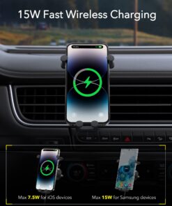 Alternative view of Wireless Car Charger, Baseus 15W Fast Charging Phone Mount for Car Vent, Car Phone Holder with Enlarged Charging Coil for iPhone 15 14 13 12 11 10 8 Pro Max Xs, Samsung Galaxy S&Note Series Google LG